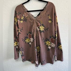 Torrid Ribbed Knit Long Sleeve Floral Size 2X